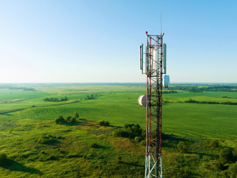 Aerial view of a telecom tower in a managed asset portfolio
